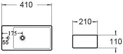 Neuer Paxon fontein kraangat rechts 41x21 glans wit