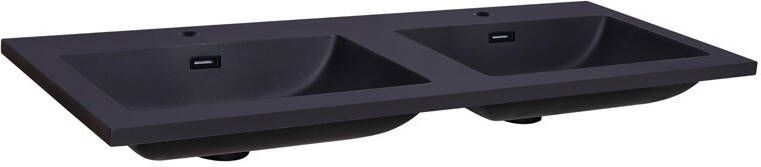 Neuer Quartz Classic dubbele wastafel met kraangaten 120 zwart