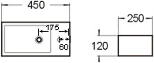Neuer Qubic fontein kraangat links 45x25 glans wit