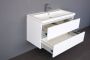 Neuer Senza badkamermeubel met Trendline wastafel met kraangaten 100 glans wit - Thumbnail 2