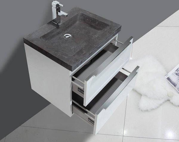 Neuer Senza badkamermeubel Trend Stone wastafel met kraangat 60 glans wit