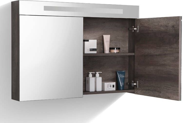 Neuer spiegelkast met verlichting 100 century oak