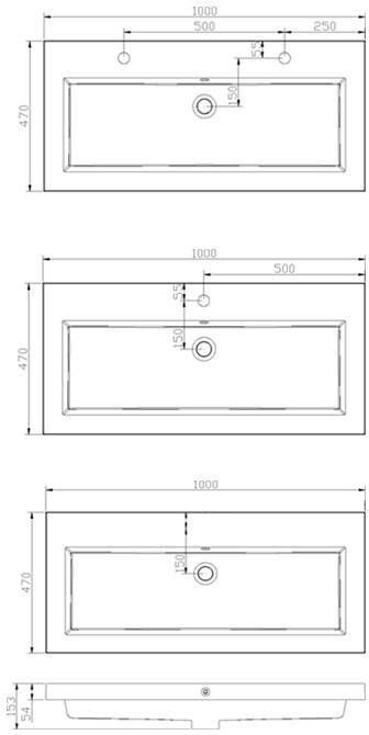 Neuer Trendline wastafel zonder kraangat 100 wit