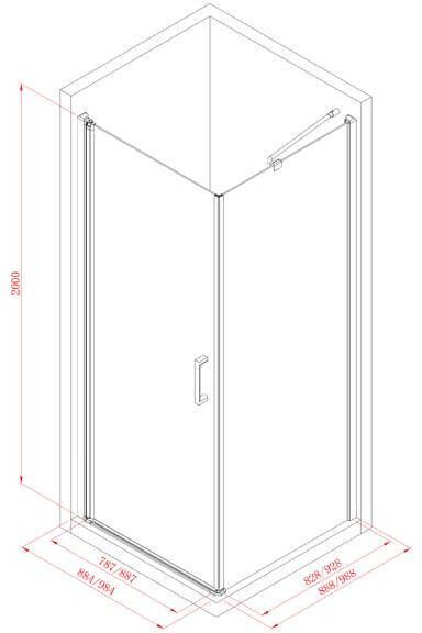 Neuer vierkante douchecabine met swingdeur 80x80 chroom