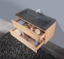 Neuer Wood Eiken badkamermeubel Trend Stone wastafel twee kraangaten 100 - Thumbnail 2