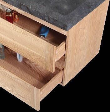 Neuer Wood Eiken badkamermeubel Trend Stone wastafel twee kraangaten 100