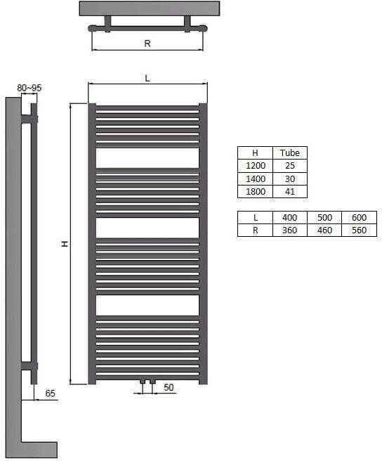 Novara Apollo R radiator 60x180 metallic grijs