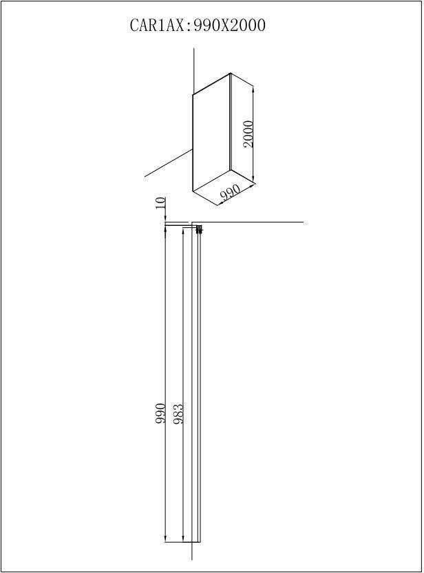 Novara Free mix inloopdouche met 100x200 helder glas