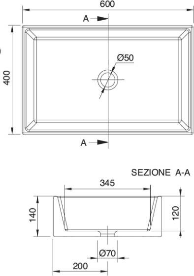 Novara Legato wastafel Dun keramiek 60x40x14