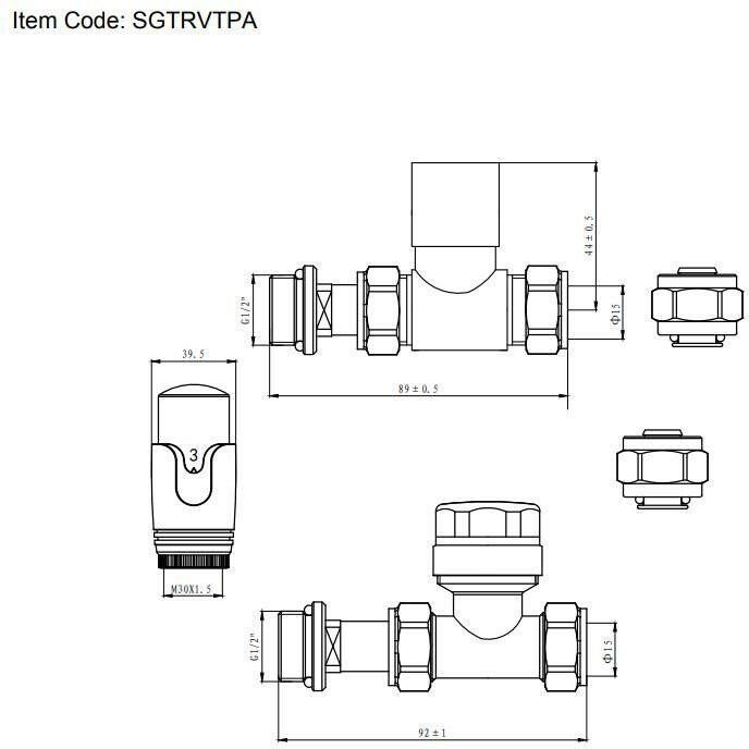 Novara Metis thermostatische radiator aansluitset recht chroom