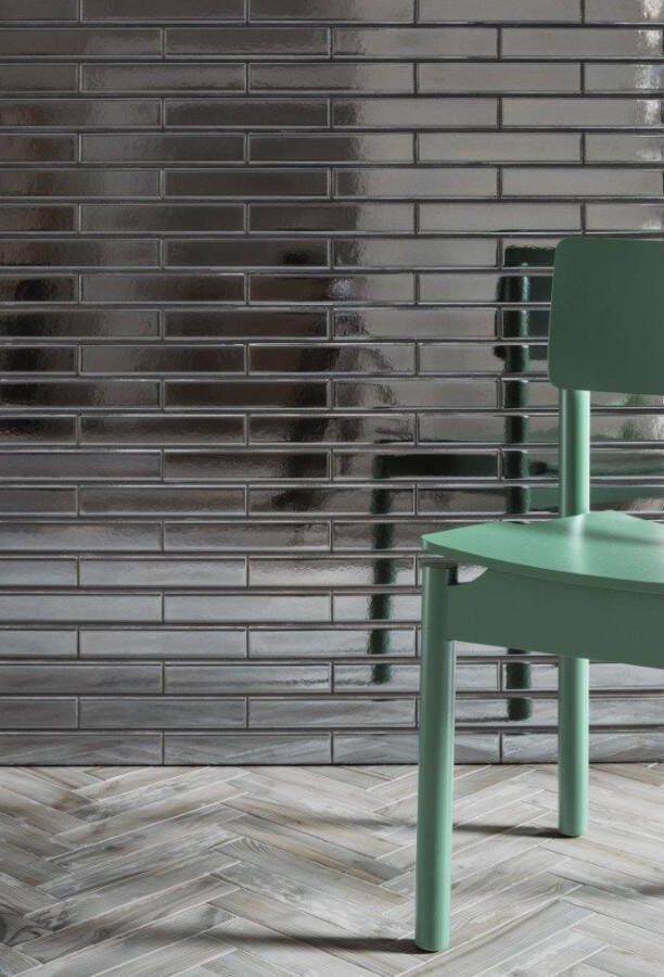 Quintessenza TINTE rechthoekige tegel 5x25 Grigio Medio Lucido