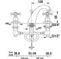 Sapho Wastafelmengkraan 3-gats Antea 2-knop Uitloop Gebogen 8.5 cm Goud (incl. waste) - Thumbnail 2