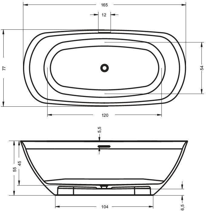 Riho Oval Freestanding solid surface ligbad 160x72