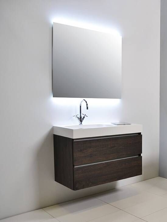 Sanibell INK spiegel met indirecte LED boven en onderverlichting 80x4x80cm