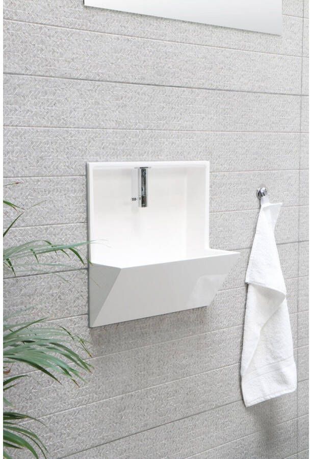 Sanibell Recess fonteinset 40x21x40cm Polystone incl. kraan sifon plug en montageset glans wit