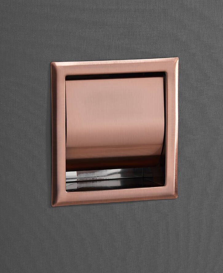Saniclear Copper inbouw toiletrolhouder met klep geborsteld koper