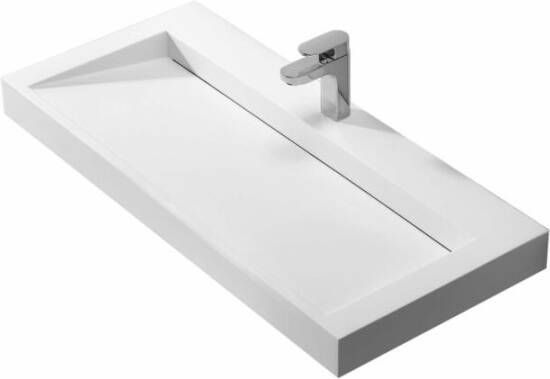 Saniclear Hoya wastafel met kraangat 100x45 5 mat wit