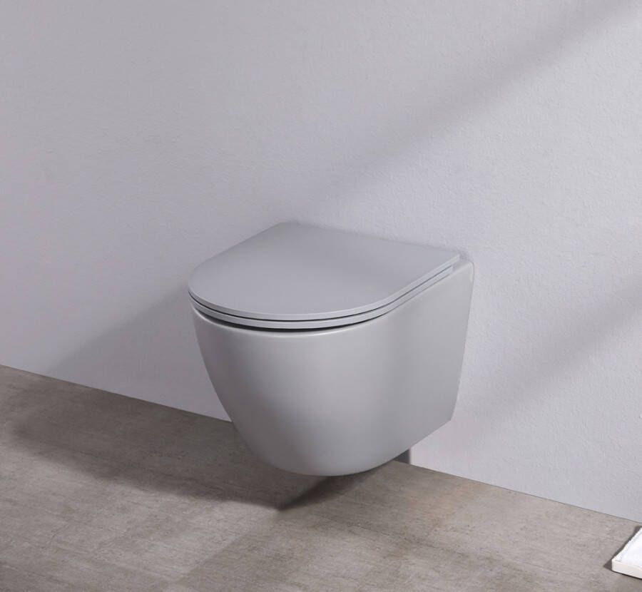 Saniclear Itsie randloze toilet met toiletzitting mat grijs