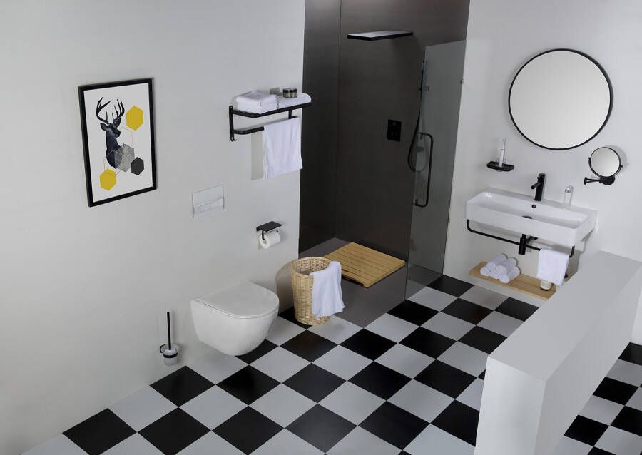 Saniclear Jama rimfree hangend toilet met flatline softclose zitting 48 cm wit