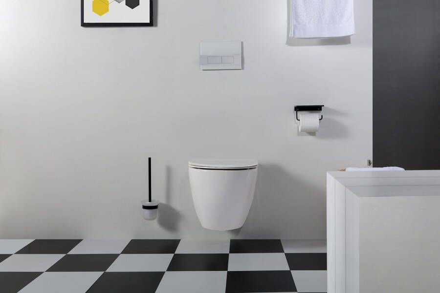 Saniclear Jama rimfree hangend toilet met flatline softclose zitting 48 cm wit