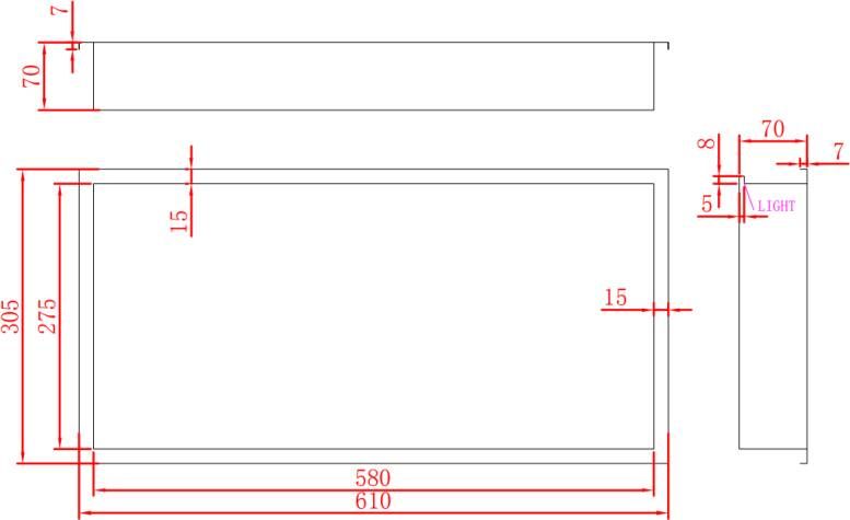 Saniclear Lucio inbouwnis met LED verlichting 60x30cm RVS - Foto 3