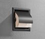 Saniclear Nero inbouw toiletrolhouder met klep mat zwart - Thumbnail 3