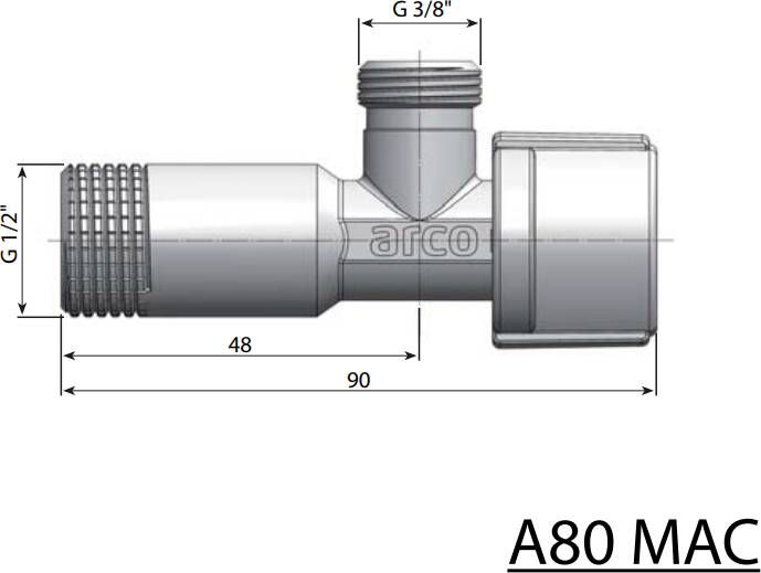Sapho Angle hoekstopkraan A-80 1 2x3 8 anti kalk chroom