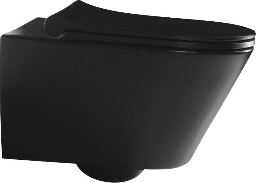 Sapho Avva rimfree hangtoilet met bidet en mengkraan mat zwart