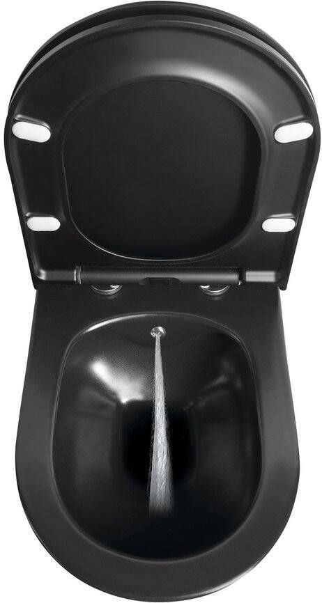 Sapho Avva rimfree hangtoilet met bidet en mengkraan mat zwart