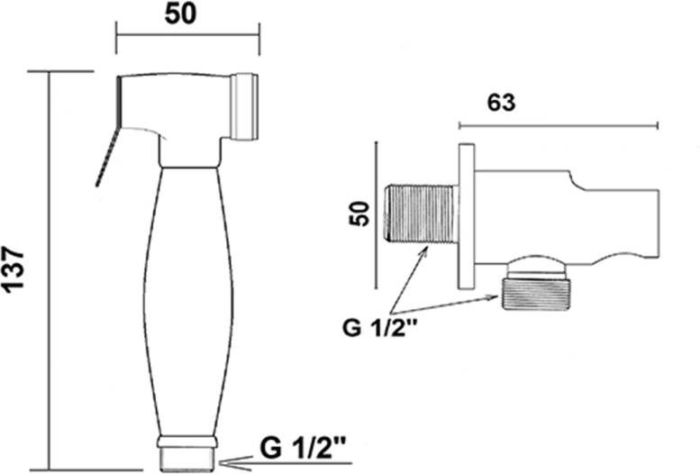 Sapho Bidetmengkraan met bidetDouche Retro brons