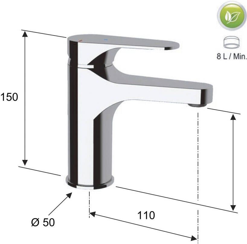 Sapho Corneli Eco wastafelmengkraan zonder waste 15cm chroom