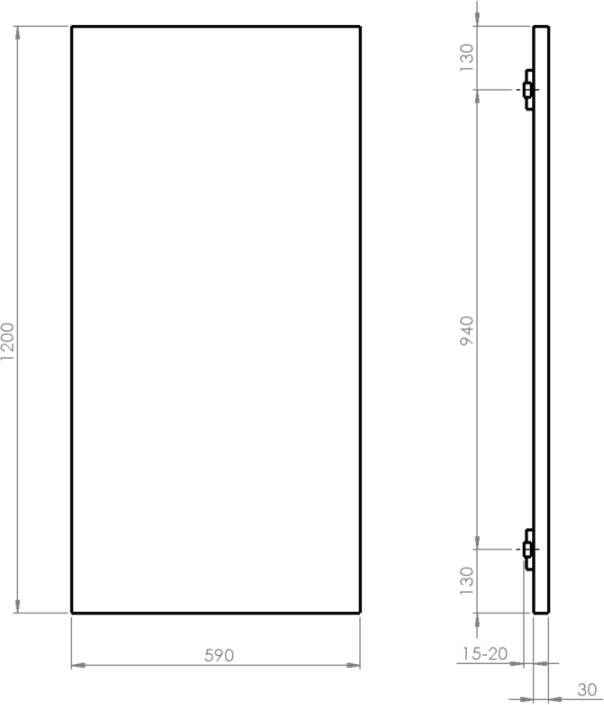 Sapho Enis verwarmingspaneel 59x120 cm mat zwart