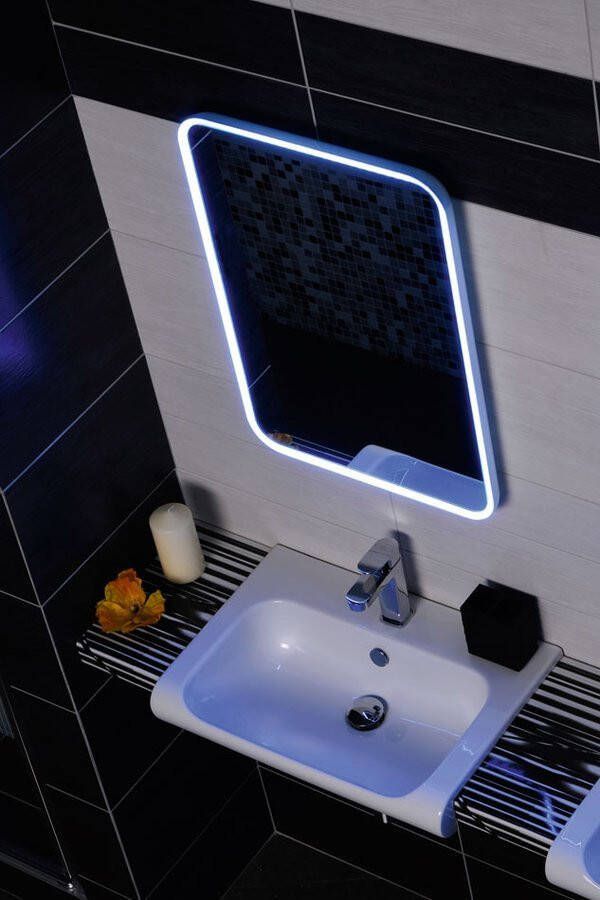 Sapho Float rechthoekige spiegel met LED verlichting 60x80 cm witte frame