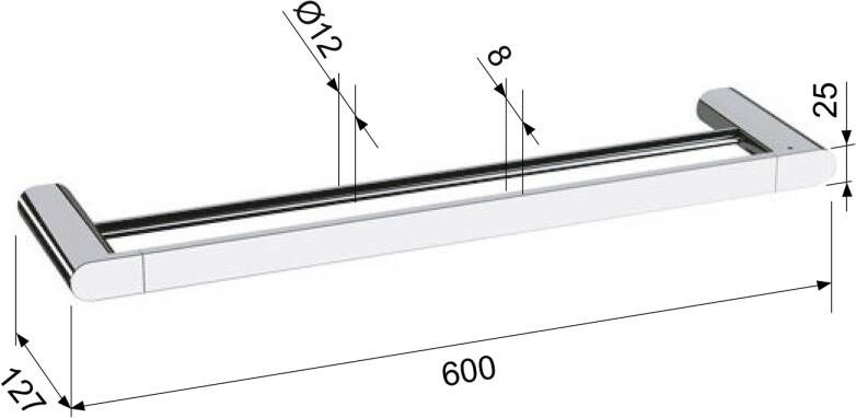 Sapho Flori Dubbele handdoekhouder 600x127mm zwart