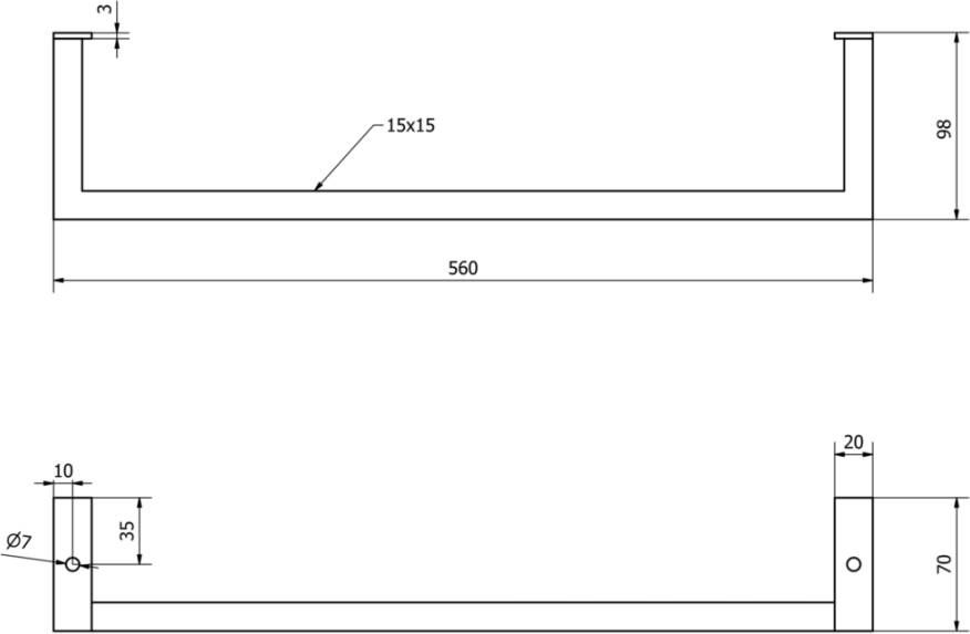 Sapho Hang wastafel handdoekhouder 56 mat zwart