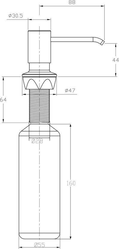 Sapho inbouw zeepdispenser 350ml chroom