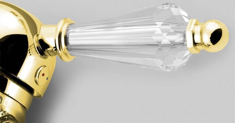 Sapho Kirké Crystal Bidetmengkraan met kristallen hendel met klikwaste goud