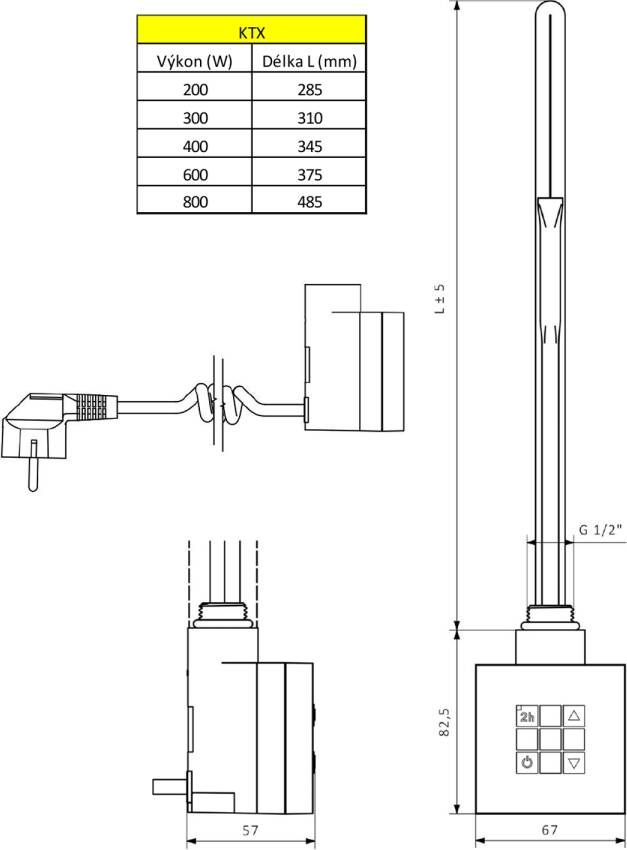 Sapho KTX elektrisch verwarmingselement 300W zilver