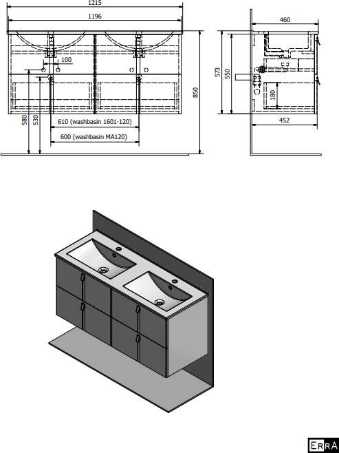 Sapho Mitra Badkamermeubel keramiek MDF 120x45x55 wit