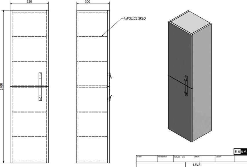 Sapho Mitra MDF kolomkast 35x30x140 cm antraciet links rechts