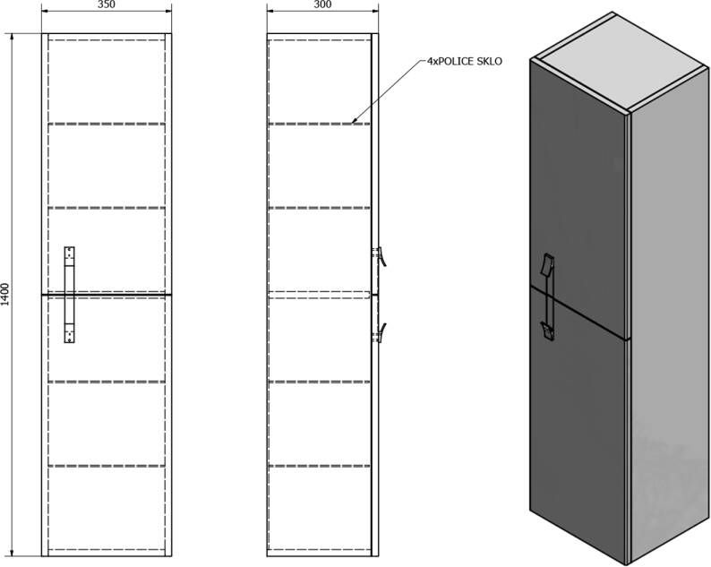 Sapho Mitra MDF kolomkast 35x30x140 cm antraciet links rechts