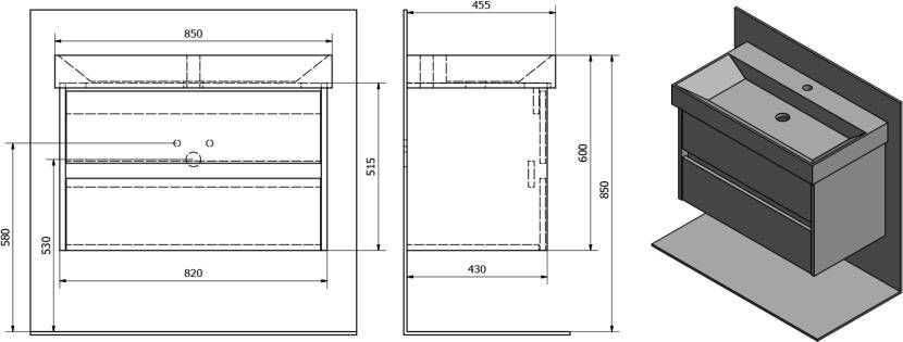 Sapho Nirona Badkamermeubel 82x51 5x43cm oak Mocca