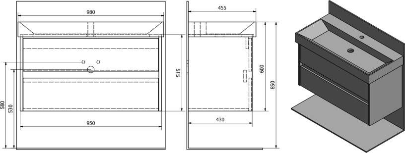 Sapho Nirona Badkamermeubel 95x51 5x43cm oak Mocca