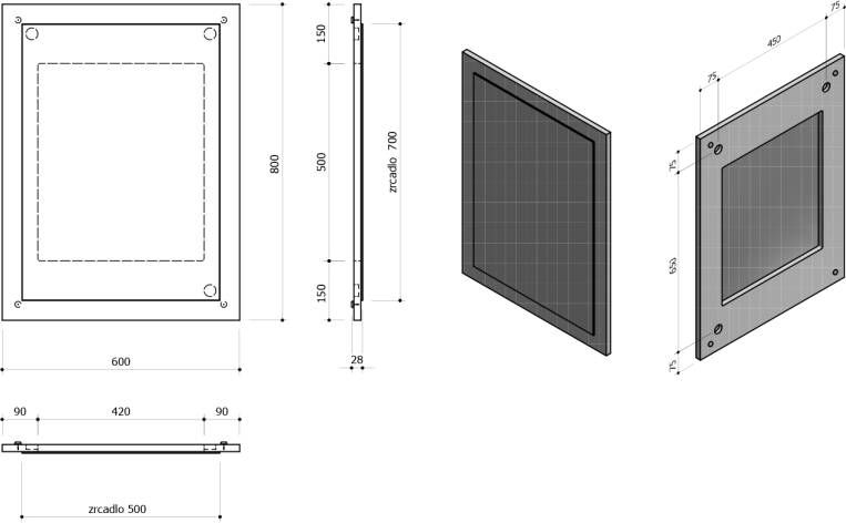 Sapho Nirox spiegel met frame 600x800x28mm rustiek eiken