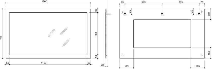 Sapho Nirox spiegel met lijst 120x70 glans wit