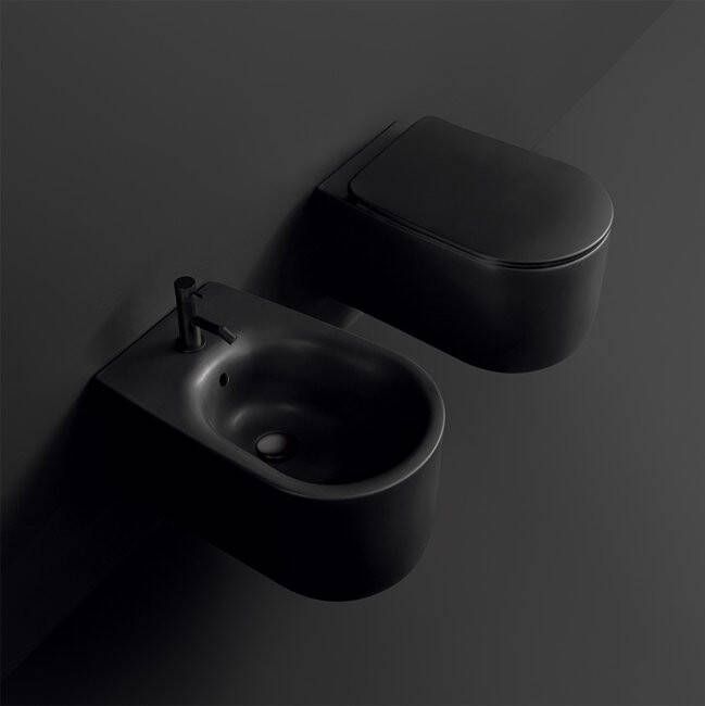 Sapho Nolita rimfree hangtoilet Norim 35x55 mat zwart