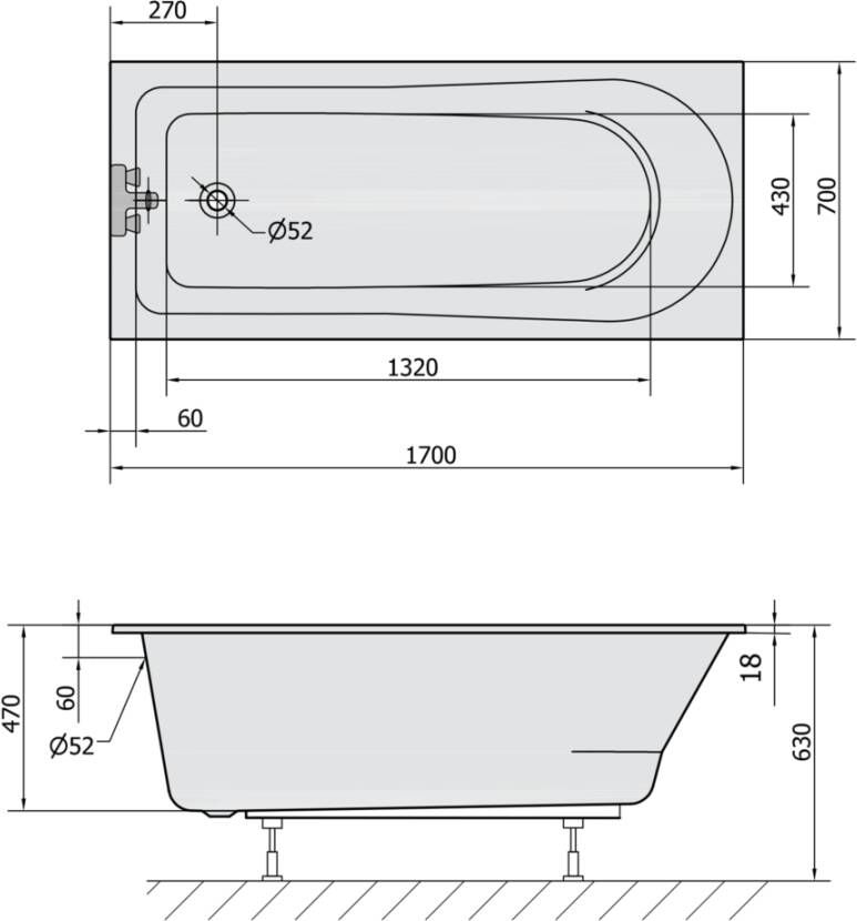 Polysan Lisa Slim inbouw ligbad 170x70 wit