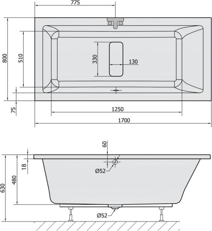 Polysan Marlene Slim inbouw ligbad 170x80 wit