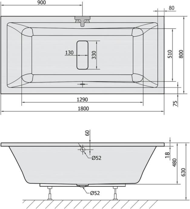 Sapho Polysan Marlene Slim inbouw ligbad 180x80 wit