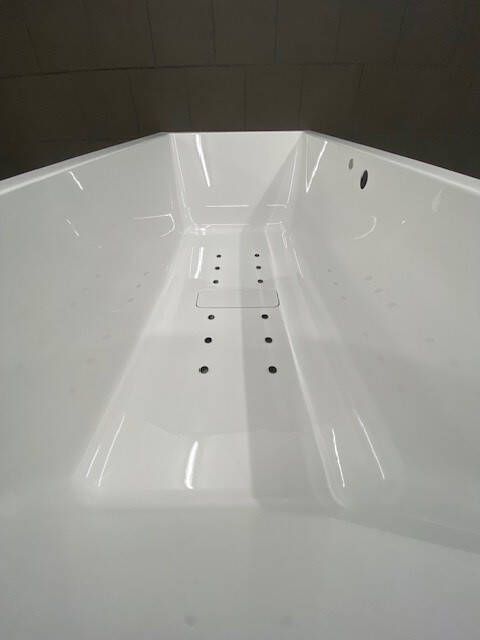 Polysan Monolith hoek bubbelbad rechts 165x75 zwart wit black tinn